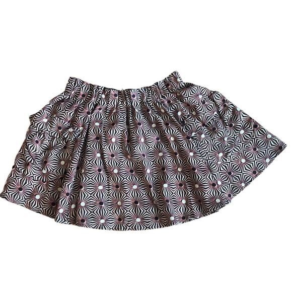 FREE PEOPLE Geometric Print Brown Red Mini A-Line Women's Skirt Size M - Picture 1 of 8